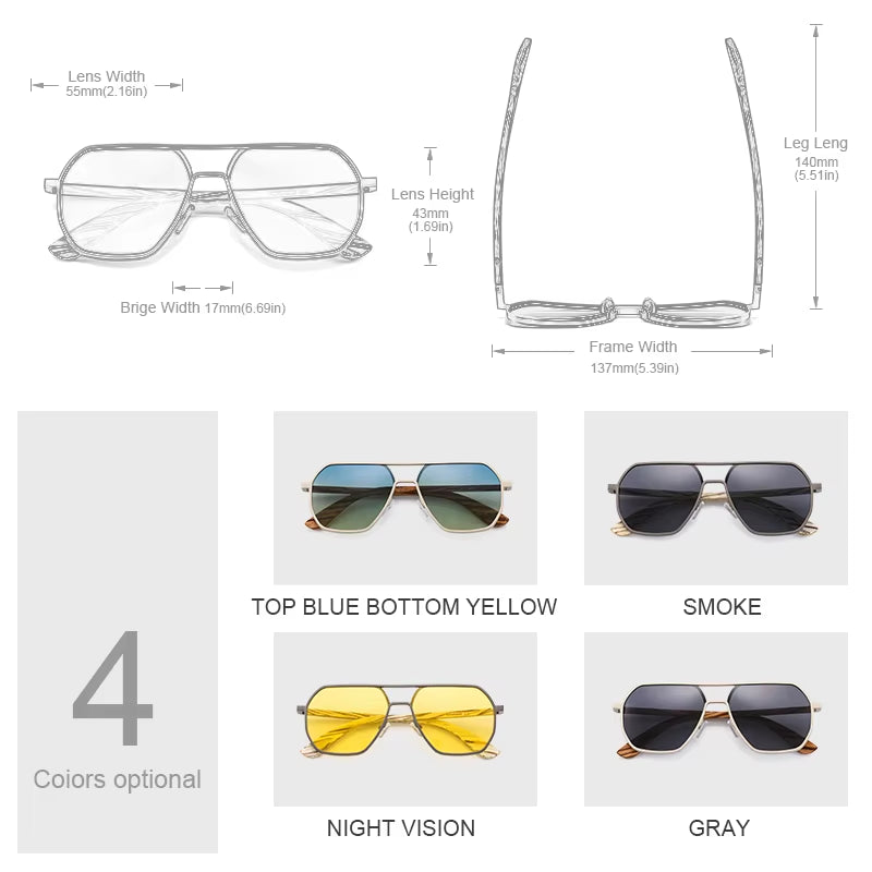 High Quality Fashion Alloy Sunglasses Men Women Wooden Polarized Sun Glasses Driving Uv400 Oculos De Sol 8059