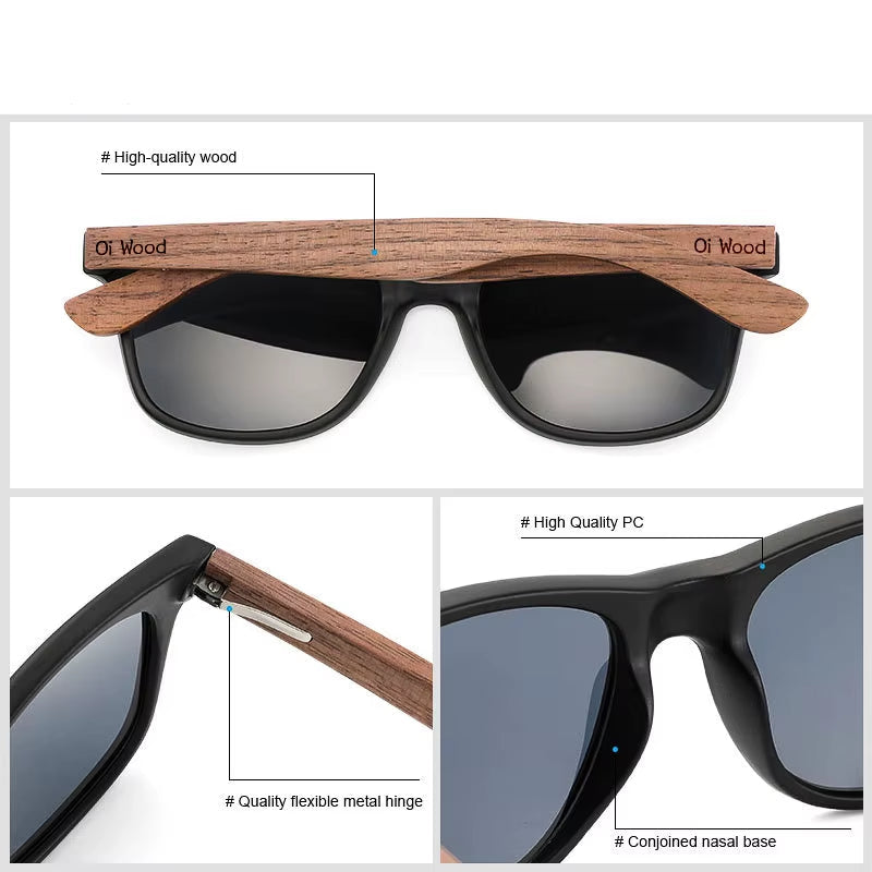Brand Natural Wooden Sunglasses Men Polarized Fashion Sun Glasses Original Wood Oculos De Sol Masculino New TR90 Frames