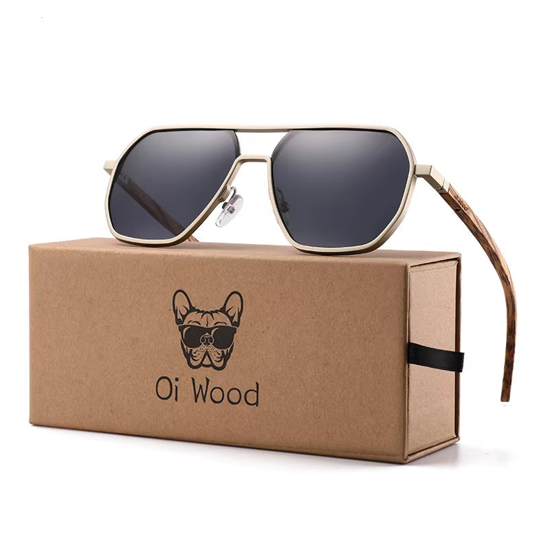 High Quality Fashion Alloy Sunglasses Men Women Wooden Polarized Sun Glasses Driving Uv400 Oculos De Sol 8059
