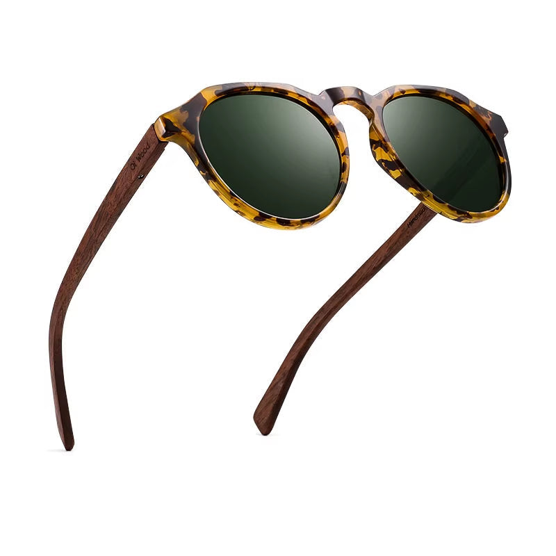 Sunglasses Women Men'S Sun Glasses Walnut Wood round Eyeglasses Red Lenstortoise Shell Frames