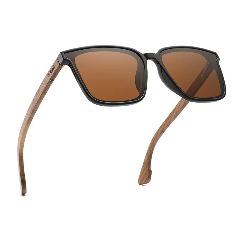 Men Women Square Sunglasses Wooden Eyeglasses Polarized Blue Lenses Mens Glasses Luxury Eyewear