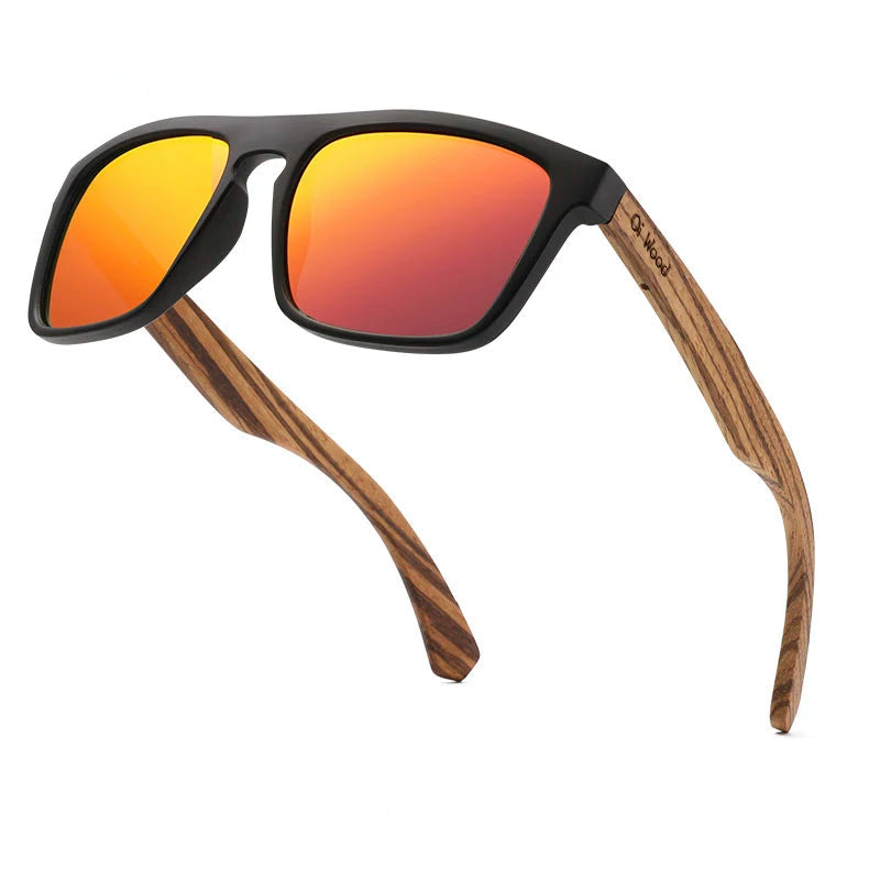 Women Sun Glasses Square Sunglasses Wooden Eyeglasses Polarized Red Lenses Mens Glasses