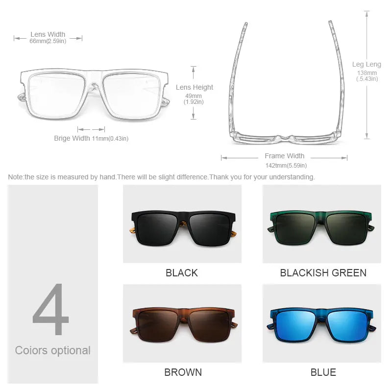 New High Quality Square Sunglasses for Men Polarized UV400 Fashion Sunglass Mirror Sport Sun Glasses Driving Oculos