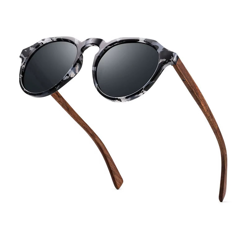 Sunglasses Women Men'S Sun Glasses Walnut Wood round Eyeglasses Red Lenstortoise Shell Frames