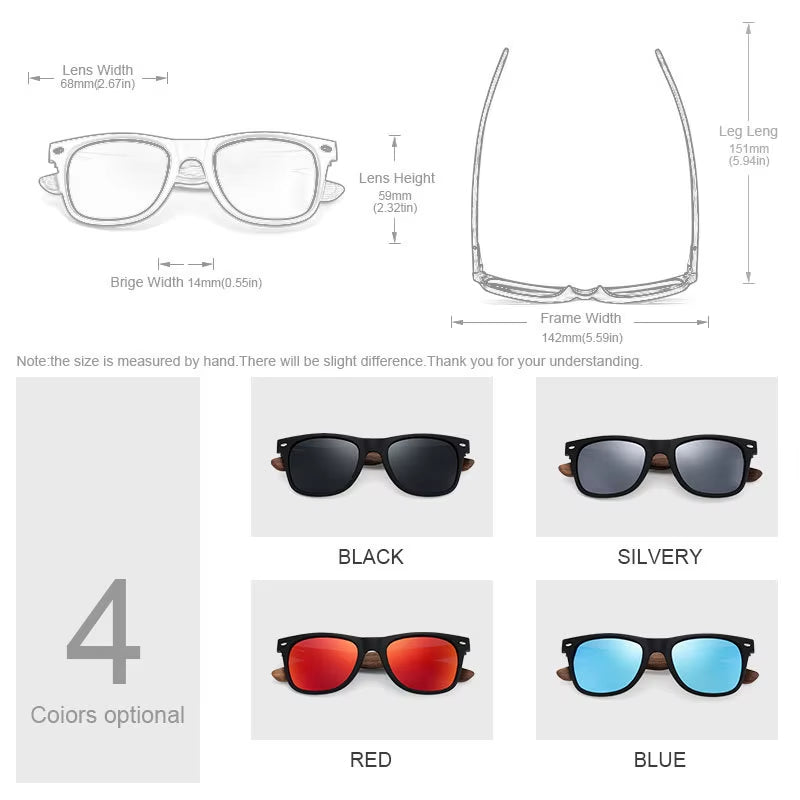 Brand Natural Wooden Sunglasses Men Polarized Fashion Sun Glasses Original Wood Oculos De Sol Masculino New TR90 Frames