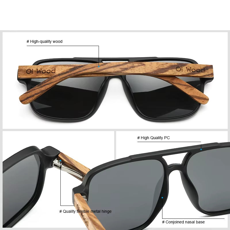 Sunglasses for Men Wood Sun Glasses Man Eyeglasses Polarizing Glasses UVA&B Protection Eyewear Eco-Friendly