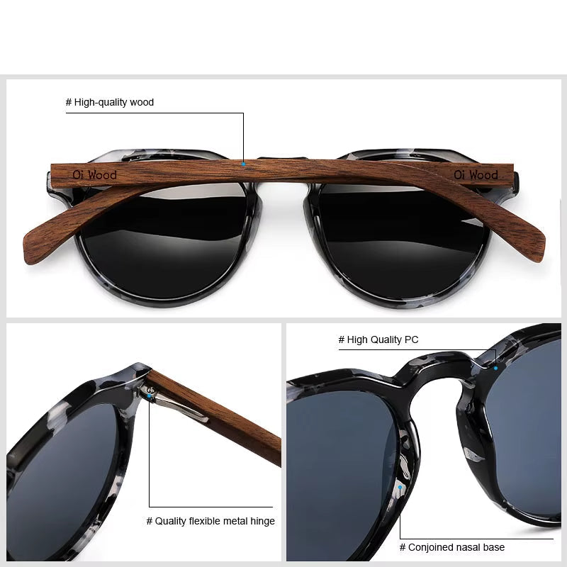 Sunglasses Women Men'S Sun Glasses Walnut Wood round Eyeglasses Red Lenstortoise Shell Frames