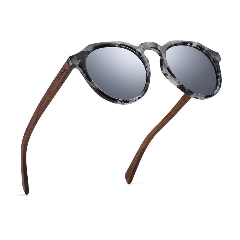 Sunglasses Women Men'S Sun Glasses Walnut Wood round Eyeglasses Red Lenstortoise Shell Frames
